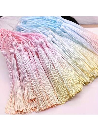3pcs Random Color Gradient Tassel DIY Jewelry And Craft Decor, Gradient Tassel Bookmarks From Light To Dark, Suitable For Clothing, Home Decor And Handmade Items, Decorative Gradient Bookmarks