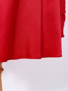 Spring/Summer Girls' Elegant Princess Dress With Crystal Embroidered Bow, Sequins & Mesh Details At Back - Red - View 9