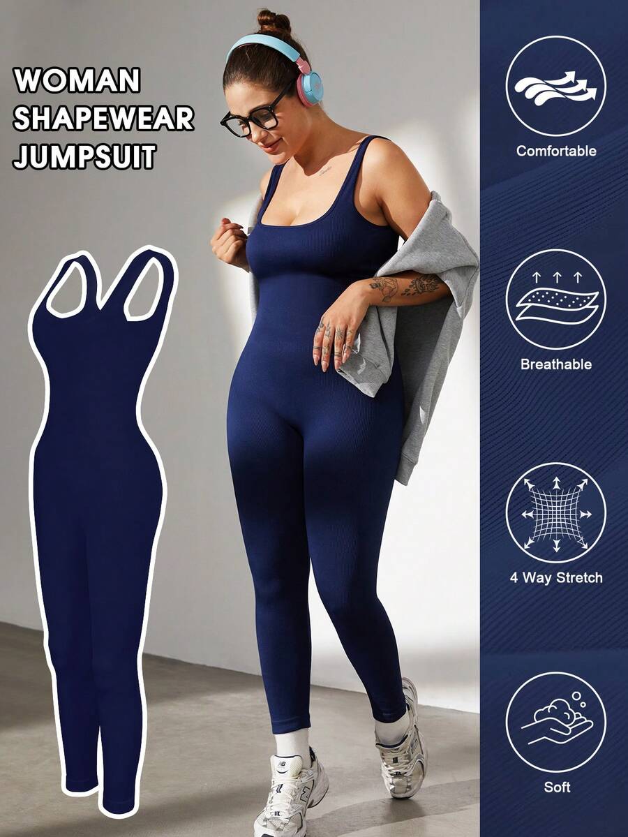 1件装女士无缝束腰连体衣，大码塑身衣