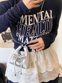 1个青少年斜挎包，便携式马卡龙色，外出必备，包含耳机盒、口红盒、零钱包 - 蝴蝶結 - 查看 7