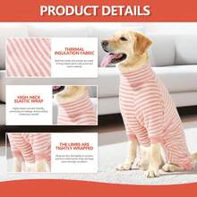 狗狗睡衣，抓绒高领全身雪服，小型、中型、大型犬术后恢复服，舒适防风狗狗毛衣 - 彩色 - 查看 5