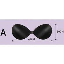 1pc Black Invisible Silicone Bra - Natural Push-Up Bonding - Buckle Design For A Secure Fit - Women's Underwear And Lingerie Accessories - Natural Push-Up Bonding - Push-Up Bras, Invisible Strapless Bras, Breathable And Skin-Friendly Women's Sticky Bras, Reusable Backless Bras For Women's Bras And Bra Accessories - Invisible Push Up For Daily Casual Tops - Valentine's Day - 黑色 - 查看 12