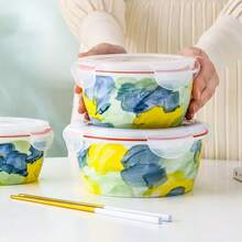 带盖陶瓷食品储存容器，密封午餐盒 - 彩色 - 查看 2