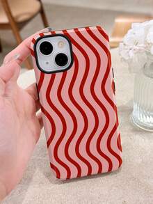 1pc Minimalist Wavy Striped Patchwork Glossy 2-In-1 Filmstrip Phone Hard Case Suitable Compatible With Samsung/ 11/12/13/14/15/16/17 Pro Max - Multicolor - View 1