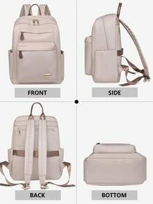 Anti-Theft Multi-Compartment Casual Nylon Backpack Women Purse; Can Hold A 15.6-Inch Business Laptop Backpack; Multi-Pocket Lightweight School Bag; Large-Capacity Travel Bag; Multi-Functional Book Bag - Multicolor - View 7