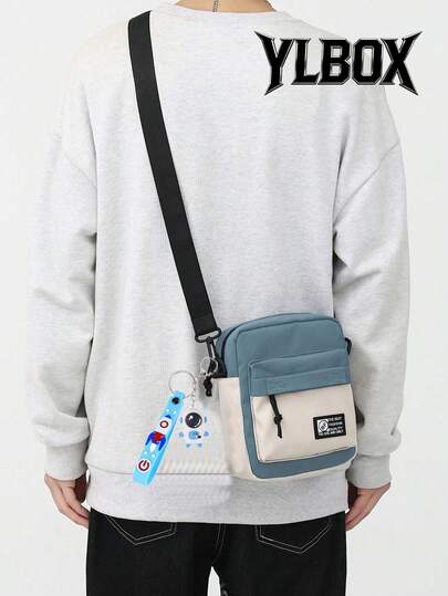 韩欧风休闲帆布单肩包，撞色斜挎包，邮差包/手机包