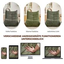 Divano a due posti Chenille Togo, poltrona da pavimento, poltrona senza braccioli, divano a sacco, poltrona da camino in stile Togo con memory foam, comodo divano da pavimento per soggiorno, camera da letto, sala giochi e ufficio - Verde - Visualizzare 10