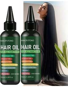 7-In-1 Hair Oil, Containing Rosemary Oil, Castor Oil, Babassu Oil, Pumpkin Seed Oil, Peppermint Oil, Biotin And Keratin, Suitable For All Hair Types, Makes Hair Longer, Thicker And Fuller. - 2pcs - View 4