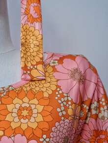 1 套万圣节复古 70 年代 80 年代嬉皮士服装连衣裙，花卉印花连衣裙，适合派对和舞台使用（不包括耳环和项链） - 印花 - 查看 10