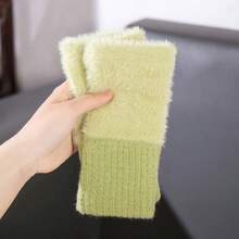 Women's Autumn/Winter Long Fingerless Gloves, Knitted Wool Thick Thermal Lined Warm Arm Sleeves - Multicolor - View 5