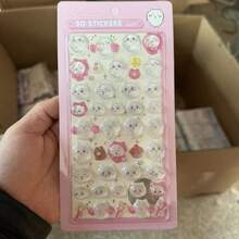 1张儿童动漫卡通3D贴纸，可爱动物猫咪贴纸，DIY手工3D贴纸，适用于DIY手机壳、DIY贴纸笔记本、DIY手工、笔记本电脑、礼品包装、派对装饰，完美的节日礼物，送给粉丝和朋友的礼物，返校礼物（款式随机） - 彩色 - 查看 10