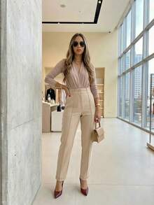 Women Pants - Màu be - Xem 5
