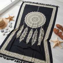 Beach Towel Divinities Summer Fashion Women's Park Pool Lotus Flower Plain Mandala - 5P黑色濾鏡 - 查看 1