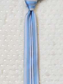 Men's Slim 3D Tie With Glitter, Slim (6cm), Casual Fabric. - Celeste - Ver 3