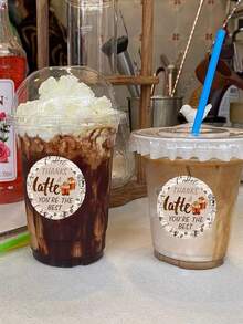 500pcs Coffee Latte Themed Thank You Stickers, 1 Inch Round, Coffee Festival Party Gifts, Recommended For Handmade Business Owners, Gift Cards, DIY Decoration Packaging, PVC Stickers Scrapbook Supplies Scrapbooking - 500 Coffee Thank You Stickers - View 4