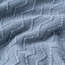 Bluish Grey Throw Blanket For Couch, Textured Knit Throw, Boho Blankets And Throws For Sofa Bed Living Room Decor, Outdoor Throw Blanket, 50"X60" - Bluish Grey - 查看 8