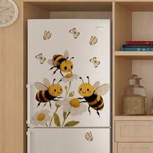 1/3/5pcs Spring Summer Floral Bee Butterfly Window Film Static Cling Removable Reusable Wall Stickers Decals For Glass Door Mirror Home Living Room Bedroom Office Decoration Accessories. - Bee - View 5