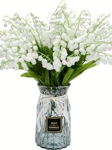 10支仿真铃兰花束，白色塑料仿真花，适用于家居装饰，厨房、餐桌、客厅、卧室、书桌、订婚、婚礼、新娘捧花、派对、情人节、母亲节、感恩节、新年、生日礼物 - 彩色 - 查看 10