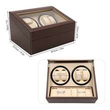Automatic Watch Winder Display Box, 4+6 Automatic Rotation Leather Wood Watch Winder Collector Display Box (Black/Brown) - Brown - View 2