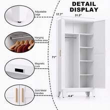 Washsemba 71" H Metal Garage Storage Cabinets,Broom Closet Storage Cabinet,Utility Cabinet,Black Storage Cabinets - C - View 3