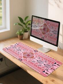 图案桌垫，适用于家庭和办公室的加长型大型鼠标垫、大型游戏鼠标垫、笔记本电脑键盘垫，底部采用防滑橡胶材质，边缘缝合加固。 - 彩色 - 查看 3