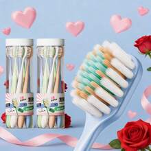 3pcs/8pcs Set Convex Wide Head Soft Bristle Toothbrushes, Deep Cleaning For Adults & Couples, Home & Travel Use - Multicolor - View 1