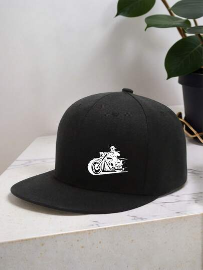 1pc Unisex Fashion Gothic Motorcycle Print Hip-Hop Baseball Cap - Adjustable Dad Hat & Baseball Cap - Unisex Casual Hat, Suitable For Outdoor Sports, Travel, And Running (Multiple Colors Available)