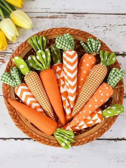5个柔软仿真胡萝卜，适合用作复活节兔子摆件、春季餐桌装饰、生日派对用品 - 逼真的塑料胡萝卜家居装饰 - 春季餐具礼品