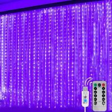 1 pieza Luces de cortina de cadena LED alimentadas por USB, 8 modos de iluminación, control remoto, adecuadas para boda, cumpleaños, fiesta, Pascua, Ramadán, Día de San Valentín, decoración y iluminación para fiesta individual - Luces de cortina alimentadas por USB - Ver 15