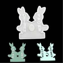 二合一心形和德国复活节兔子模具，水泥、石膏、硅胶材质，适用于DIY蜡烛、树脂工艺品制作 - A - 查看 1