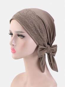 1pc Women Lace Trim Headscarf With Ribbons, Headband Headwrap, Chemo Cap, Suitable For Daily Use - Lace - View 26