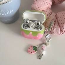 极简粉色草莓耳机盒，带草莓吊坠，兼容华为Freebuds 7i、新款Freebuds Clip 2、Freebuds SE3、Freebuds 5i、Pro 3，可爱韩版耳机盒 - 粉色 - 查看 6