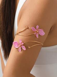 1件不规则形状花朵臂环，女士款，时尚百搭，适合夏季派对、婚礼、度假、返校季、新年等场合，也是馈赠亲朋好友的理想礼物。 - 黑色 - 查看 5