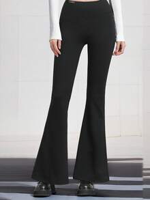 CAMEL CROWN Women's Outdoor Casual Pants, High Waist Black Skinny Flared Yoga Pants, Breathable Sun Protection Slim Fit Leisure Trousers - Phantom Black - View 1