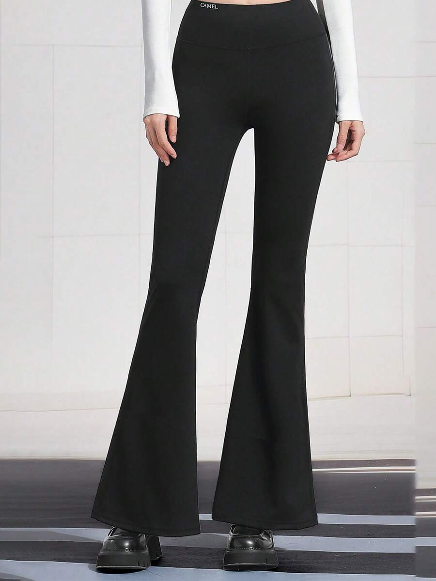 CAMEL CROWN Women's Outdoor Casual Pants, High Waist Black Skinny Flared Yoga Pants, Breathable Sun Protection Slim Fit Leisure Trousers - Phantom Black - View 1