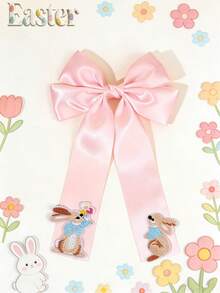 1 Stück Osterhasen Haarbögen für Mädchen, große Haarclips mit Hasenbestickung, süße Seidenhaarklemmen im Stil für Festivals, Partys, Urlaubsoutfits, Teenager Haaraccessoires - Verschiedenfarbig - Übersicht 11