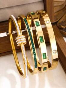 4-In-1 Women's Jewelry Set, 18K Gold Plated Bracelet, Luxury Layered Bracelet, Birthday/New Year/Valentine's Day Gift, Couple/Best Friend Accessories, Multifunctional High-End - Multicolor - View 1