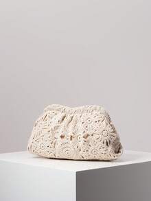 Túi xách cầm tay xếp ly hình đám mây, thích hợp cho tiệc tùng, họp mặt, hẹn hò, dạ hội (Họa tiết ngẫu nhiên) - Màu be - Xem 3