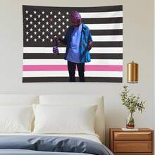 Tyler Music Album Cover The Creator Hip Hop Tapestry,Funny Polyester Tapestry Wall Hanging Art Poster Artistic Party Backdrop For College Dorm, Bedroom, Living Room, And Celebration Decorations - Black 1pc - View 4