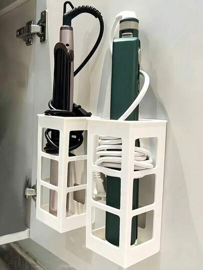 免钻孔壁挂式收纳架，卷发棒支架，吹风机收纳架，浴室置物架，适用于吹风机、卷发棒等，是送给女性、宿舍、返校季、婚礼、旅行的完美礼物。