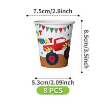Monster Truck Disposable Plate, Napkin, Cup Set, Plates, Napkins And Cups Party Supplies, Serves 8 Guests, Disposable Paper Plates Party Tableware Suitable For Birthday, Wedding, Theme Party, Family Picnic - Multicolor - View 7
