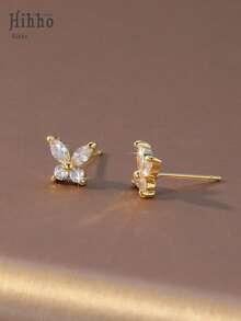 Hihho زوج من أقراط الأذن بشكل فراشة من الزركونيا المكعبة، مناسبة للاستخدام اليومي للنساء، المدرسة، الذهاب للعمل، ويمكن أن تكون هدية عيد ميلاد للزميلات والأخوات والبنات - متعدد الألوان - مشاهدة 5
