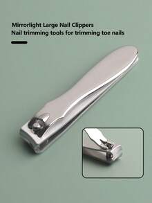 1pc Large Size Stainless Steel Nail Clipper, Flat Edge Nail Trimmer Tool For Finger And Toenails - Multicolor - View 1