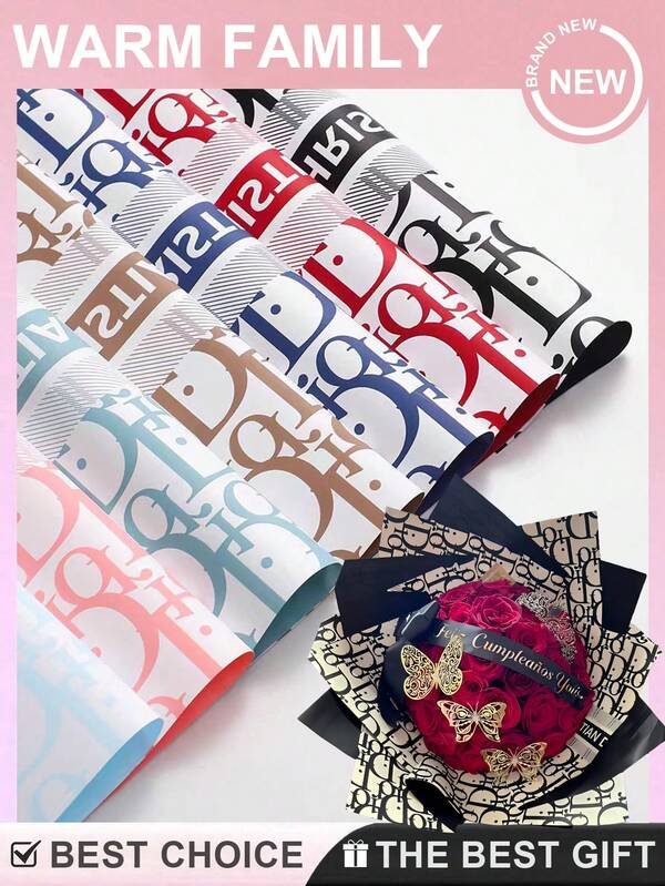 20张优质防水鲜花包装纸，22.8x22.8英寸双面加厚花束包装纸，适用于花店、DIY手工礼品包装、婚礼花束、母亲节鲜花、生日礼物包装等。