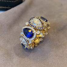 1枚亮蓝色水滴形闪亮细节戒指 - 藍石水滴閃鑽戒指 - 查看 2