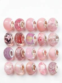1顆粉色與奶油色樹脂珠,有氣泡及切割表面設計,適用於diy手鏈、項鍊或吊墜,創意diy配飾 - 串珠 - 查看 10