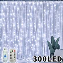 300 LED Fairy String Lights, USB Powered Curtain Lights With Remote Control, 8 Modes, Suitable For Christmas, Ramadan, Valentine's Day, Holiday Parties, Weddings, And Home Use - USB Curtain Light - View 12