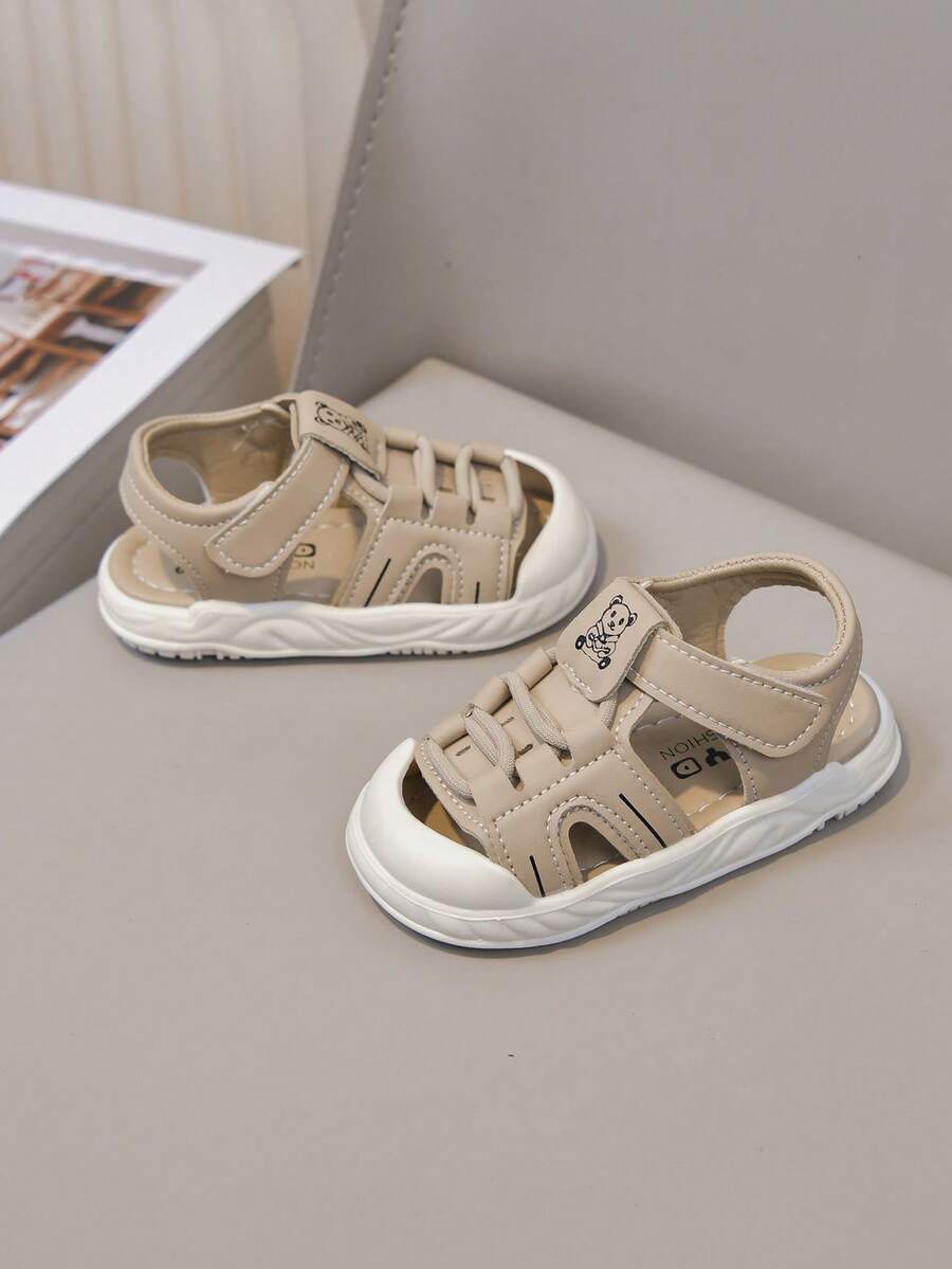 男女通用休闲凉鞋、运动凉鞋、包头凉鞋、软底婴儿凉鞋 - 卡其色 - 查看 1