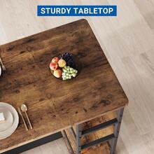 Juego de Comedor para 2 Personas Mesa Alta con Bancos Acolchados Set de Mesa de Cocina con Estantes de Almacenamiento para Espacios Pequeños - Marrón - Ver 2