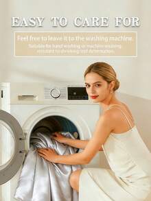 3pcs Silky Satin Bed Sheets, Soft & Breathable, Wrinkle-Resistant, Luxurious Hotel Style, Ideal Gift For Parents & Friends, Available In Multiple Colors & Sizes, Suitable For Twin, Full, Queen, King Beds - Silver - View 8